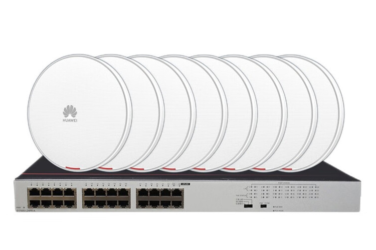 华为（HUAWEI） 企业级WiFi6吸顶式无线AP套装 AC+AP全屋wifi覆盖3000M双频千兆POE网线供电高速宽带组网 24口POE交换机+3000M吸顶AP*8 商用办公别墅大户型wifi